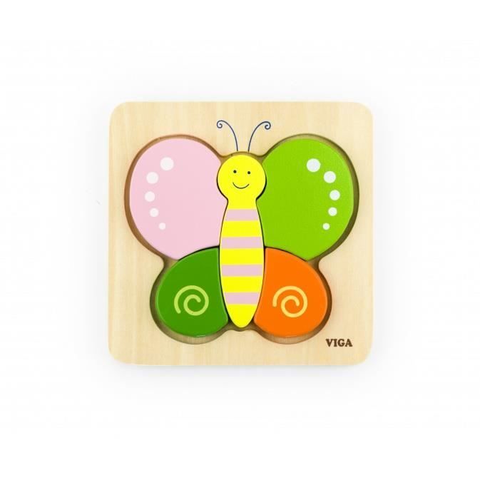 Puzzle en bois papillon 4 pièces - Pour enfants de 6 ans et plus - Multicolore