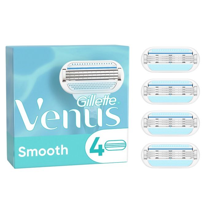 Recharges de Lames de Rasoir - Venus - Smooth - 3 Lames - 4 Unités - Confort Total
