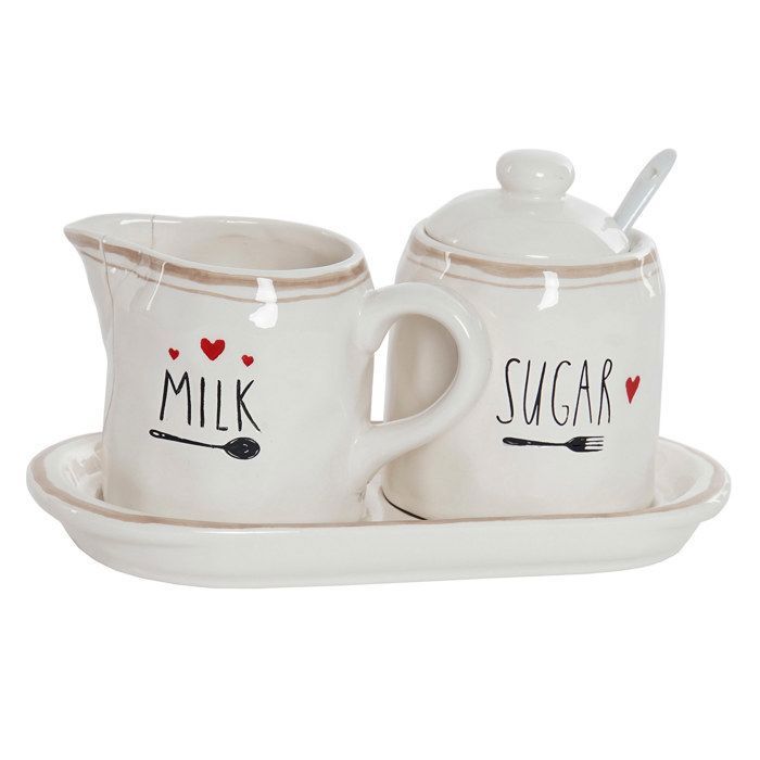 PICHET Lait et sucrier set de 3 en grès 21x10x10 cm