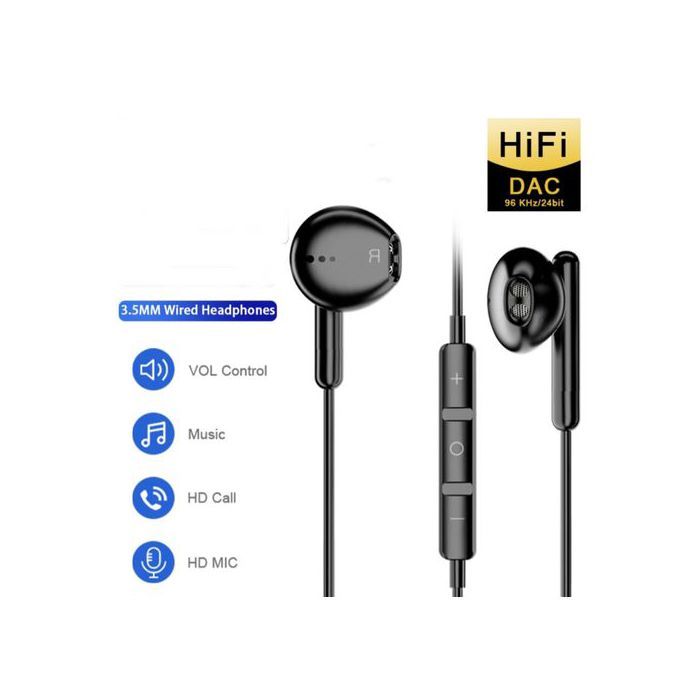 Écouteurs filaires 3.5mm Wired Headphones, intra-auriculaires, HiFi, basse, stéréo