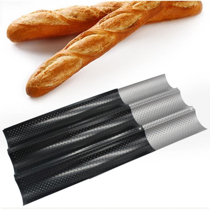 Moule à pain - Non spécifié - 3 Baguettes - Anti-adhésif - Noir - 38x24.5x2.4cm