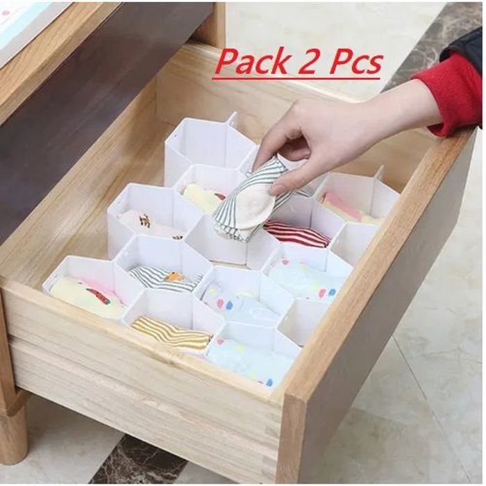 Pack de 2 Rangement de Tiroir, Diviseur 36 Compartiment en plastique blanc