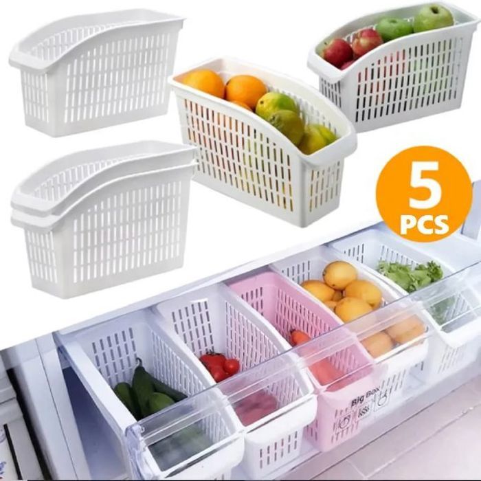 5pièces Panier de rangement pour réfrigérateur de cuisine