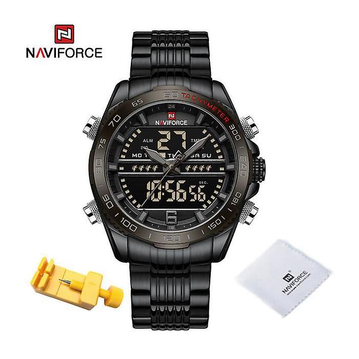 Montre de luxe Naviforce pour homme, étanche, sport, double écran LCD, compteur lumineux