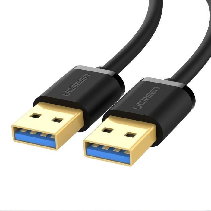 UGREEN Câble USB 3.0 Type A Mâle vers Mâle pour Disque Dur Externe, Caméra, Refroidisseur PC Portable etc. (2m): High-tech