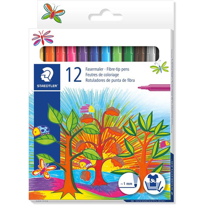 Feutre - STAEDTLER - Noris Club 325 - non permanent - 1 mm - pack de 12 couleurs assorties
