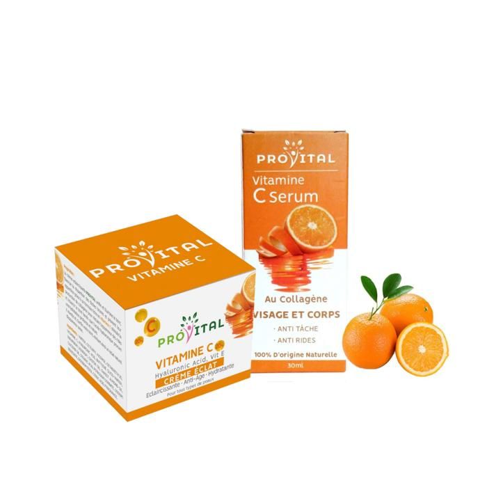 Pro Vital Serum au Collagene 30ml+ Creme Eclat Vitamine C Pack