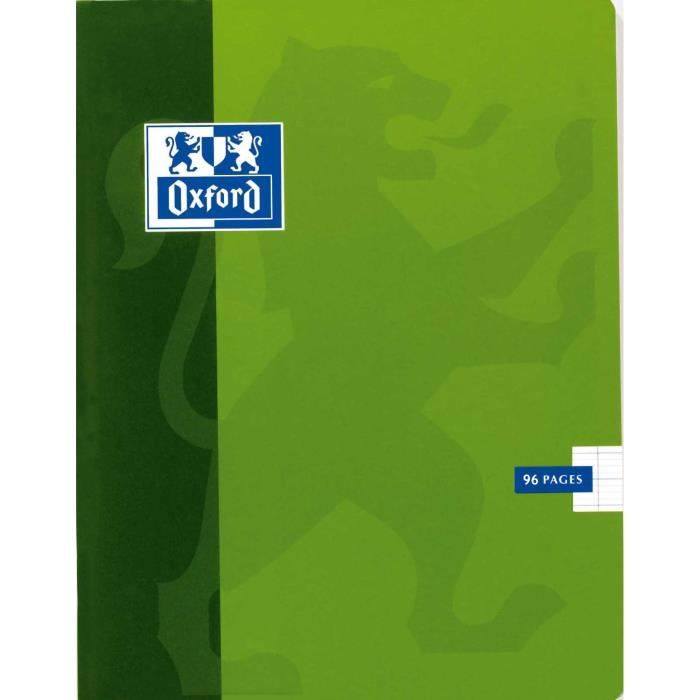 Cahier Piqué A4 - OXFORD - Seyès - 96 pages - 90g - Couverture brillante