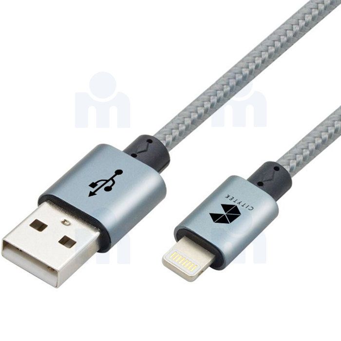 Câble lightening nylon MF017015 silver/gris - CITYTEK