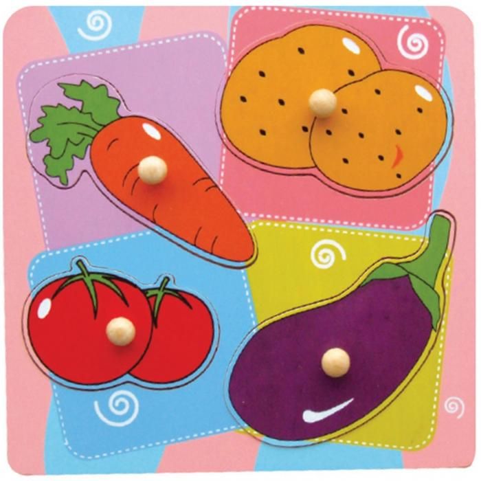 Puzzle Plat Légumes En Bois