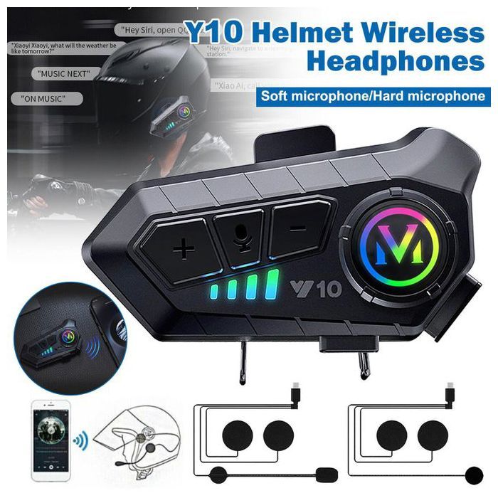 Intercom Moto Bluetooth Sans Fil - Portée 300M, Batterie 2000mAh, avec 2 Micros Intégrés