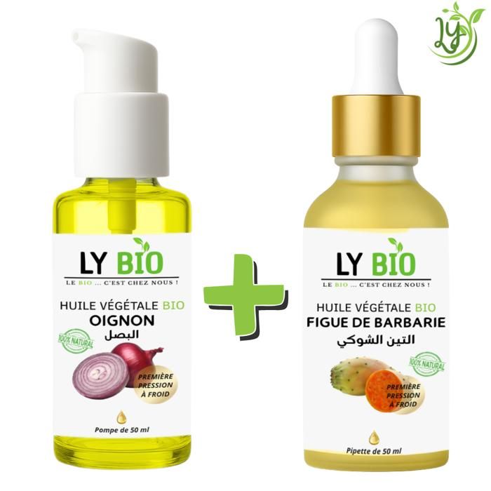 Pack Soin Cheveux - LYBIO - Huile Oignon 50ml - Huile Figue de Barbarie 50ml - Mixte - Hydratation