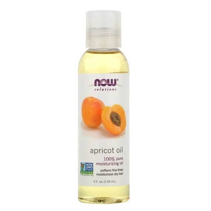 NOW SOLUTIONS Huile de Noyau d'Abricot Pure 118ml (4 fl. oz), Huile hydratante pure, Hydrate les cheveux secs