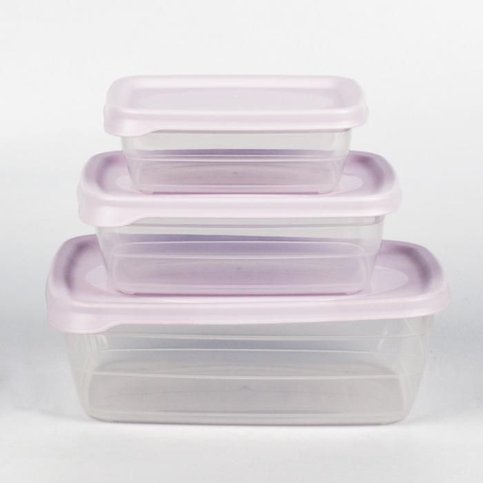 Boîte en plastique alimentaire - GENERIC - Set de 3 - 0,3L, 0,6L, 1,2L - Transparent - Rectangulaire