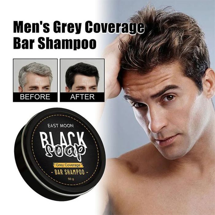 East moon barre de shampoing savon assombrissant pour cheveux noirs, anti cheveux gris, couverture naturel
