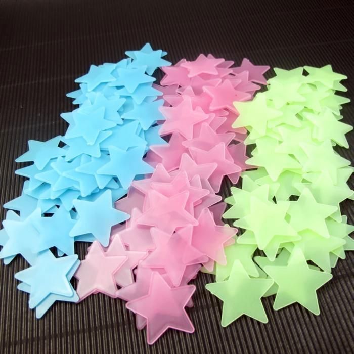 Deco chambre bebe etoiles lumineuses autocollant fluo (Couleur aléatoire)