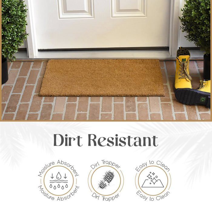 Tapis de porte d'entrée Coir Matting Natural Coir Extérieur Intérieur - Tapis de porte robuste antidérapant avec poils épais et dos