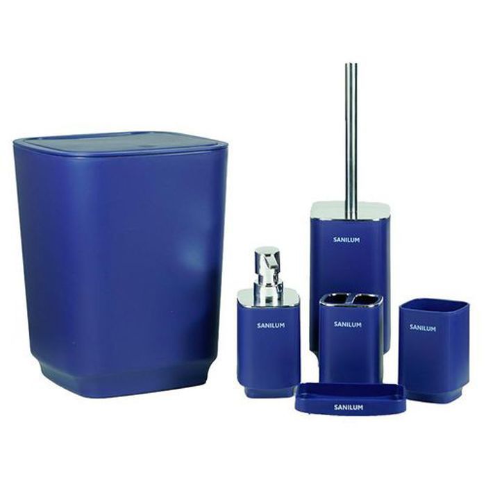 Ensemble d'accessoires de salle de bain - Assina - Sanilum - PVC - 6 pièces - Bleu