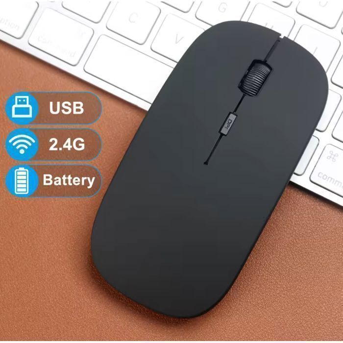 Souris optique sans fil  - Ultra fine - 2,4 GHz - Design compact - Clic silencieux