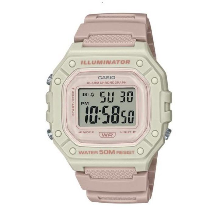 Montre digitale femme - CASIO - W-218HC-4A2VDF - Étanche 10 Atm - Bracelet en silicone - Rose