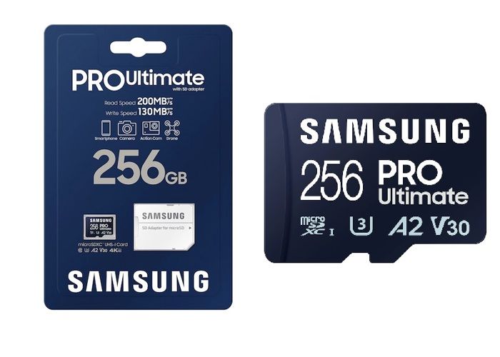 samsung Carte memoire 256Gb microSD Pro Ultimate et adaptateur microSDXC jusqu'à 200 MB/s