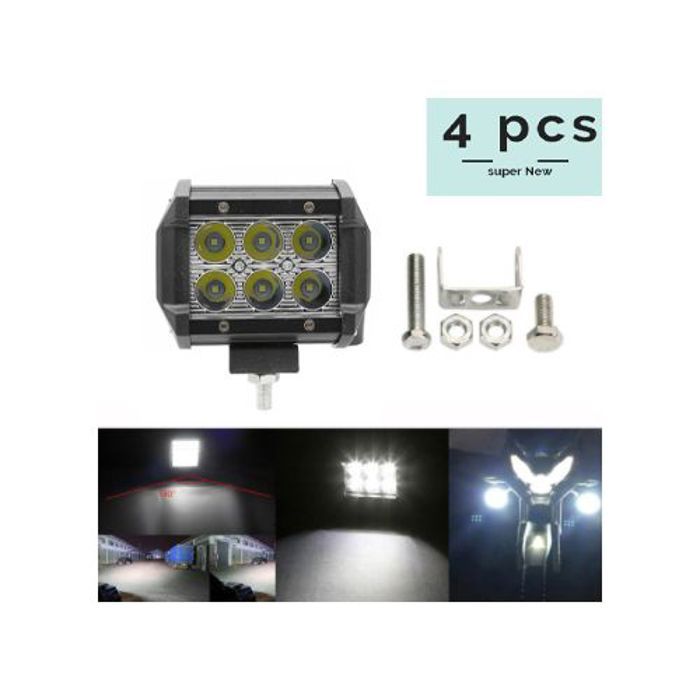 *// 4 piéces Projecteur LED, barre de lumière rectangle Phares pour voiture, camion, remorque, camion, antibrouillard