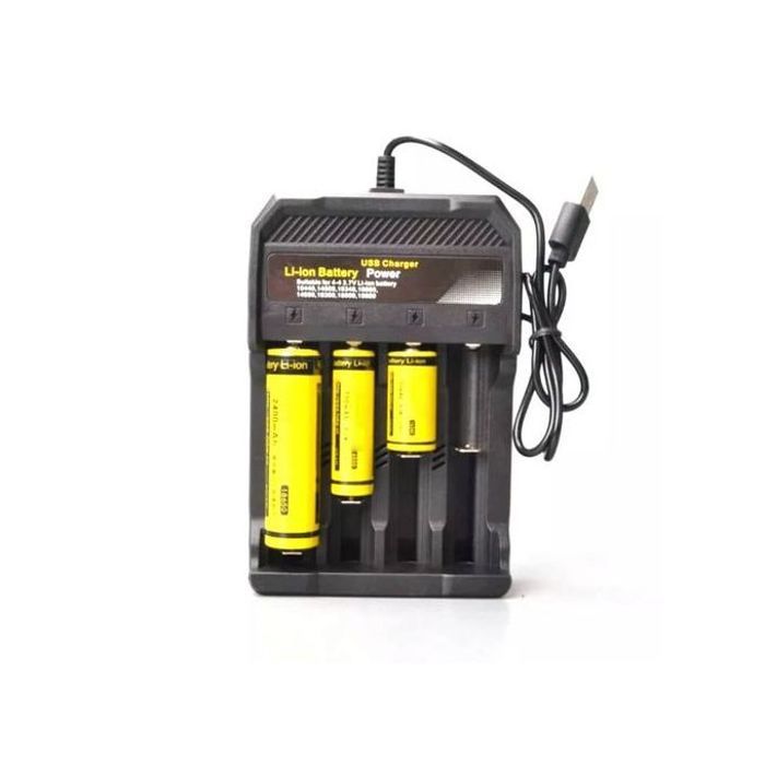 Chargeur de batterie à 4 fentes, Li-ion 4.2V 18650, chargement indépendant USB