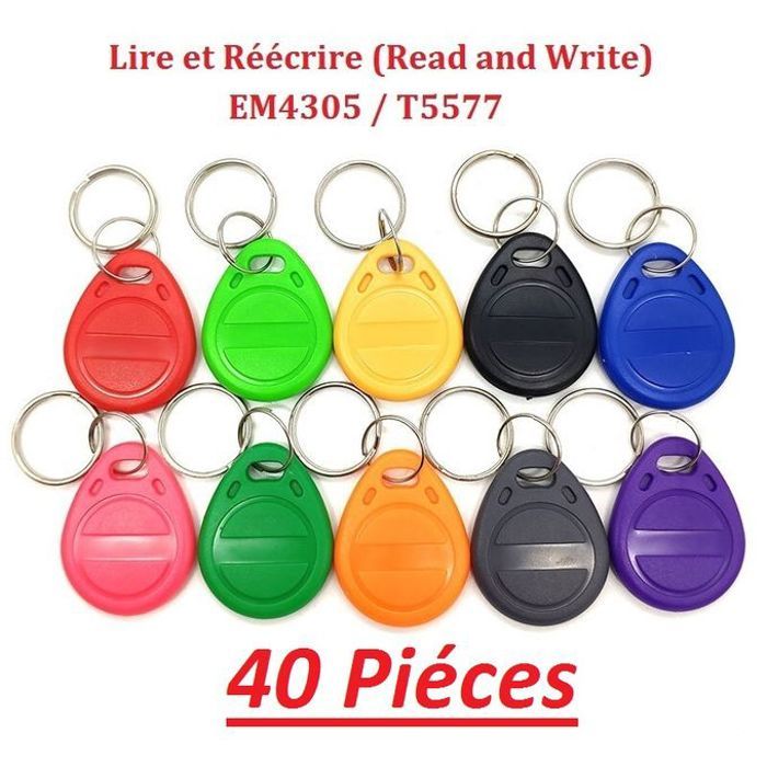 Rfid 40 Pièce Jeton Porte clés RFID 125KHz EM4305 Lire et Réécrire