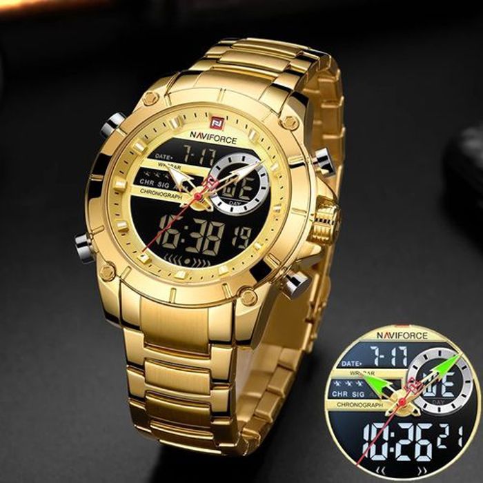Naviforce Montre originale classique de luxe et sport métallique pour homme, chronographe-41