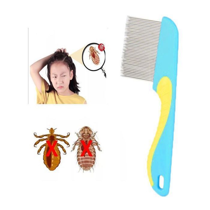 Peigne anti-poux , accessoire de toilettage confortable en acier inoxydable, brosse à vermifuges (couleur aléatoire)