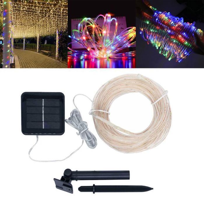 Guirlandes lumineuses solaires LED multicolores (15m)