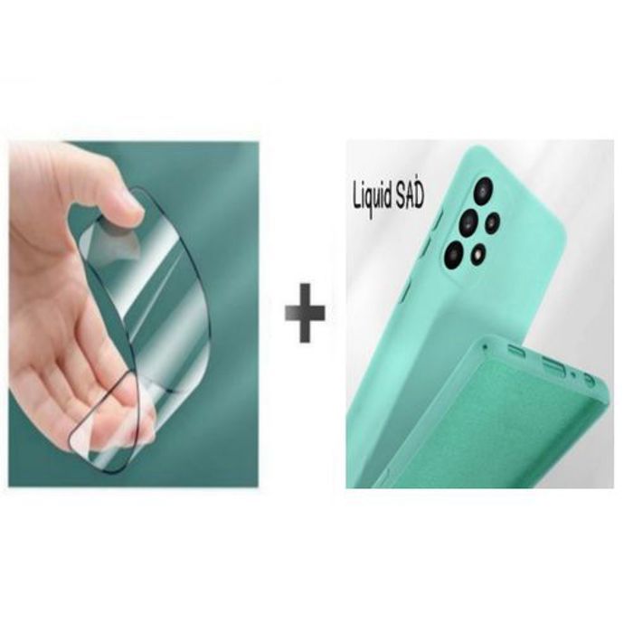 Coque et Protection d'Écran - GÉNÉRIQUE - Samsung A33 - Silicone Souple - Bleu Ciel - Résistance aux Chocs