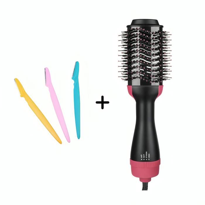 Sèche-cheveux Brosse à air chaud Styler + 3pcs suppression razoir visage - Mini Pack