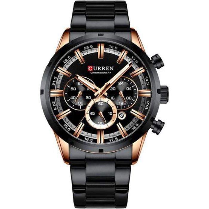 Montre Quartz - Curren - Sport - Acier Inoxydable - Étanche - Chronographe
