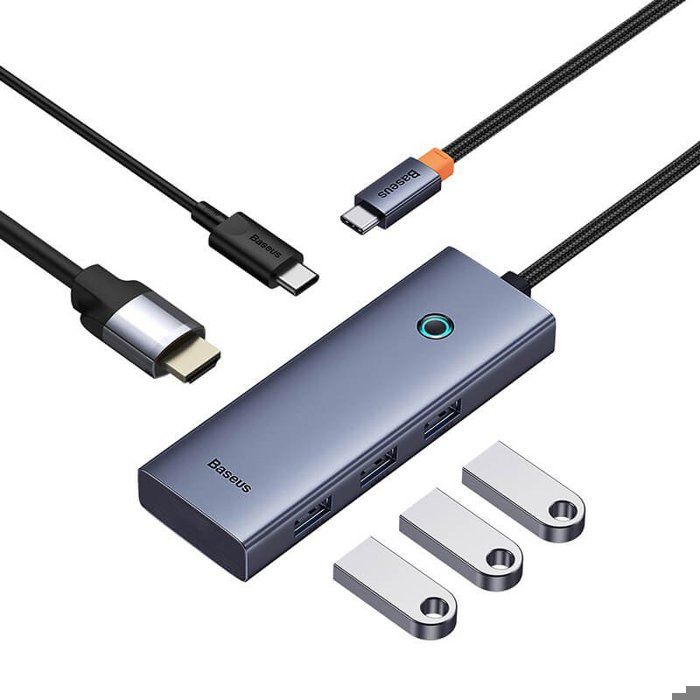 HUB - Baseus - UltraJoy Series - 5 Ports - HDMI 4K@30Hz - USB-C 40Gbps - Gris Espace