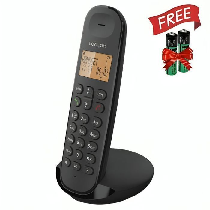 Telephone Fixe Sans Fil Logicom ILOA 150 NOIR + 2 Piles Incluses Gratuit