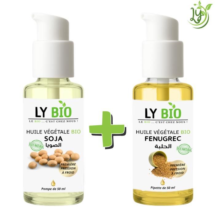 LYBIO PACK HUILE SOJA 50ML - POMPE + HUILE FENUGREC 50ML - POMPE