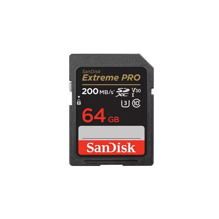 Carte Mémoire SDXC SANDISK Extreme Pro 64Go SDHC/SDXC 200MB/S 90MB/S UHS-I