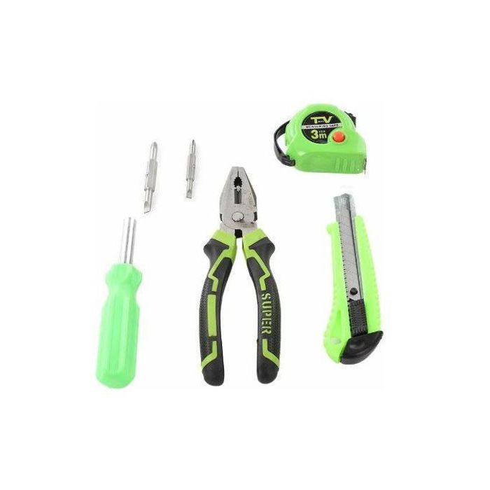 Kit de 4 pièces, pince + tournevis + couteau + ruban à mesurer