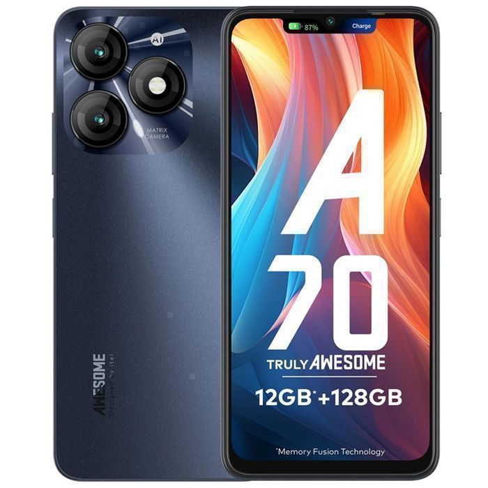 itel A70 - 12Go RAM (4+8Go) Stockage 128Go - Écran 6.6" - Noir Étoilé