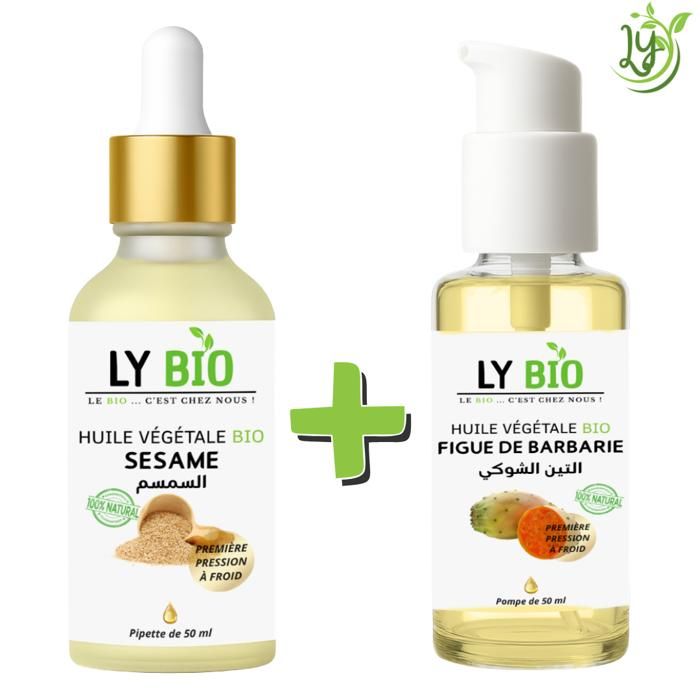 LYBIO PACK HUILE SESAME 50ml - PIPETTE + HUILE FIGUE DE BARBARIE 50ML - POMPE