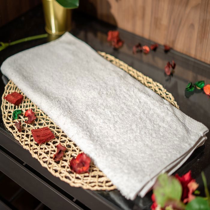 Serviette de toilette - Damas - Blanc - 50x90 cm - 100% coton - 500g/m²