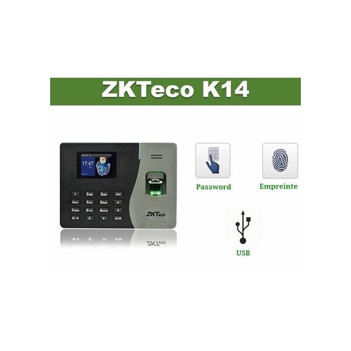 ZK Teco Pointeuse Biométrique K14 (Empreinte+Carte+Password)