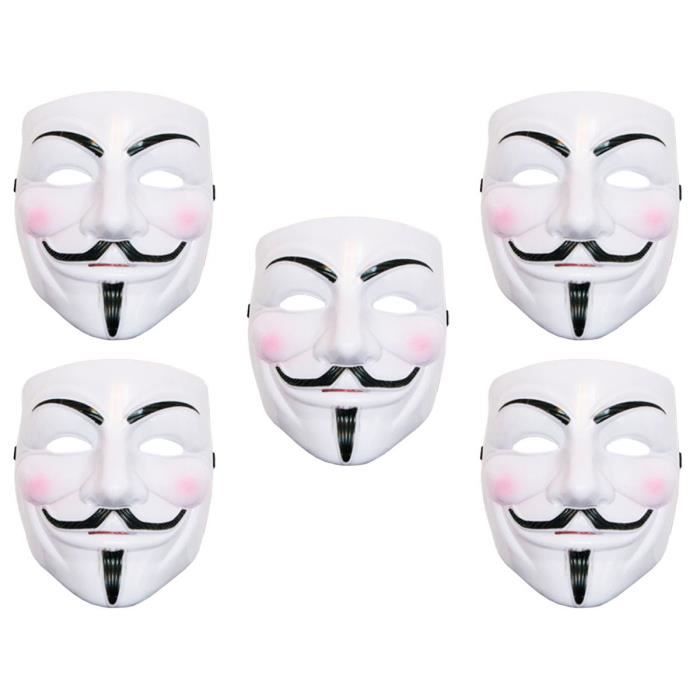 Lot de 5 Masque V vendetta Anonymous anonyme horreur diable fantôme déguisement HALLOWEEN COSPLAY (Alsino Mas-05 ) a sangle