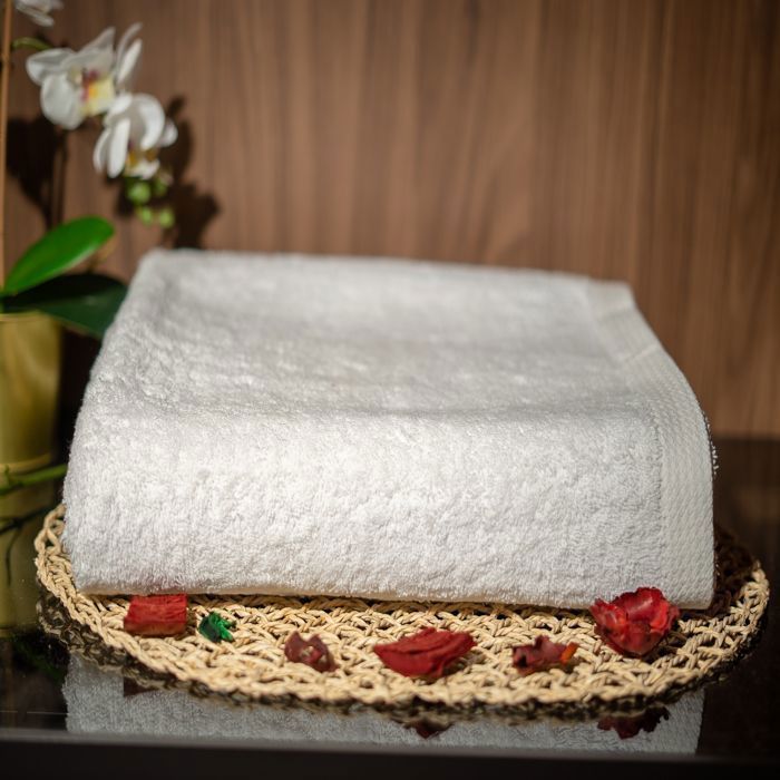 Serviette de bain - Damas - Blanc - 70x140 cm - 500g - 100% coton naturel