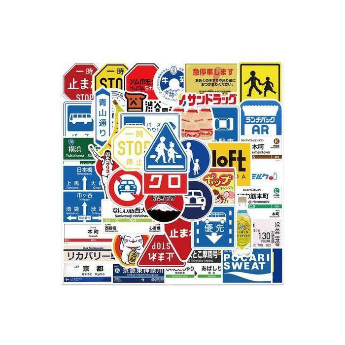 Stickers - Japan - Stop sign - 50pcs - Multicolore - Décoration murale - Adulte