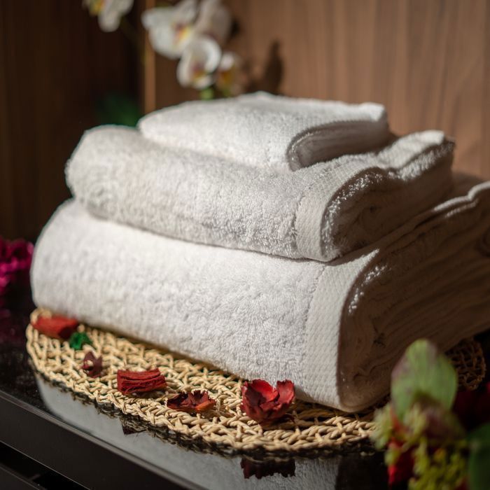 Serviettes - Damas - Pack de 3 - 100% coton - Blanc - Lavable