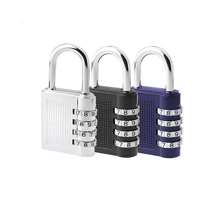 Cadenas à 4 chiffres combinaison de mots passe,serrure à Code de voyage (Couleur aléatoire)