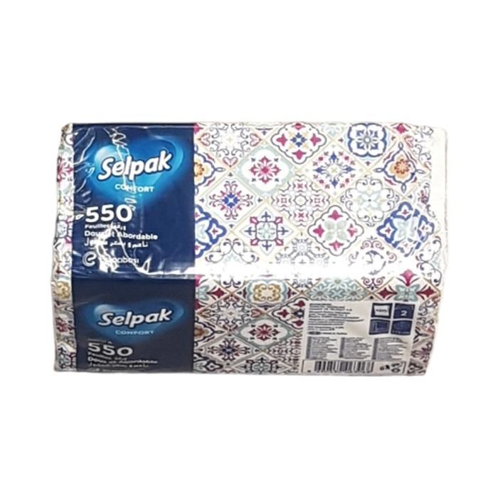 Boîte de mouchoirs blancs comfort 2 plis-550 unités - SELPAK
