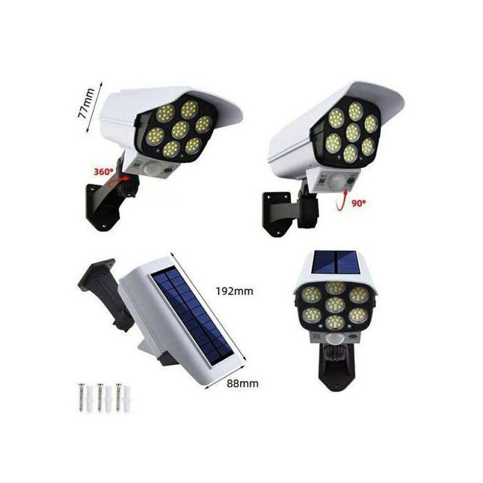 Lampe solaire en forme de caméra de rue avec télécommande et détecteur de mouvement, énergie solaire pour usage extérieur